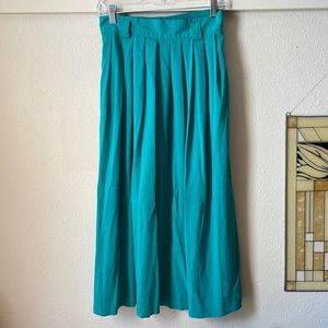 Vintage Diane Richard turquoise high waisted midi skirt with belt loops